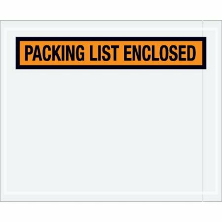 BSC PREFERRED 4-1/2 x 5-1/2'' Orange Panel-Face ''Packing List Enclosed'' Envelopes, 1000PK S-207